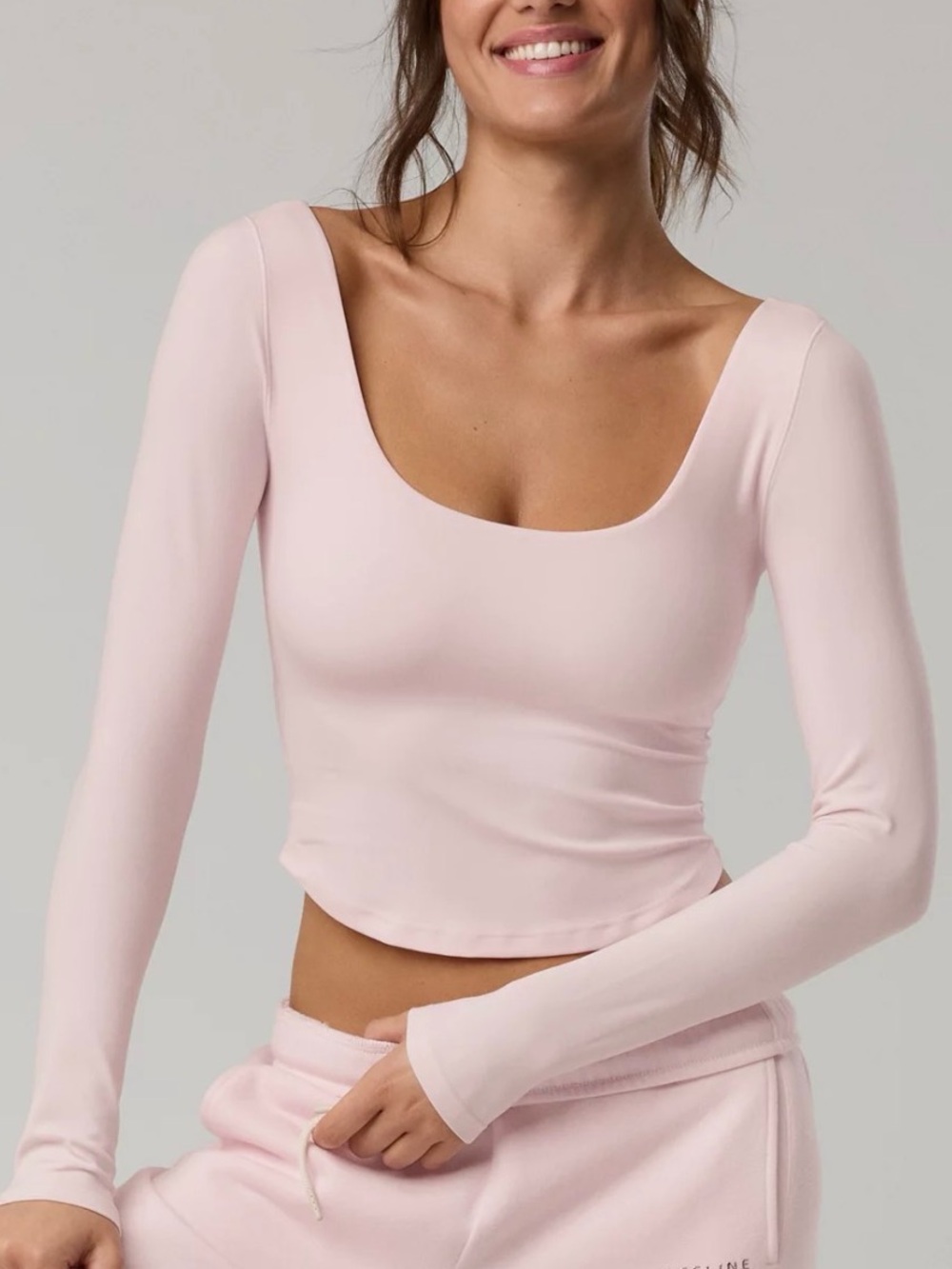 OFFLINE by Aerie Real Me Double Scoop Long Sleeve Top Pink XL
